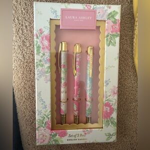Laura Ashley Floral Ballpoint Pen Trio - Pink, White & Blue
